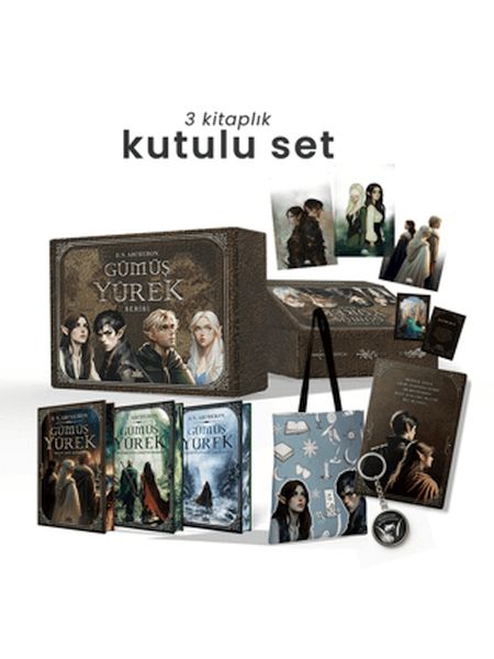 gumus-yurek-serisi-uc-kitaplik-hediyeli-yan-boyamali-kutu